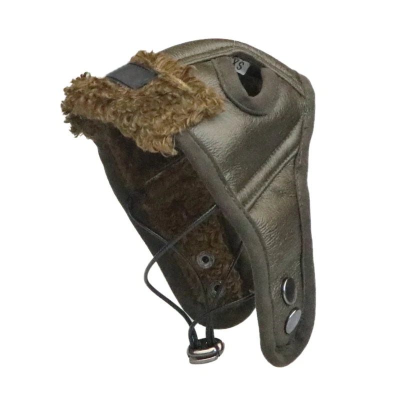 Dog Puppy Winter Hat Cashmere Pilot Hat PU leather