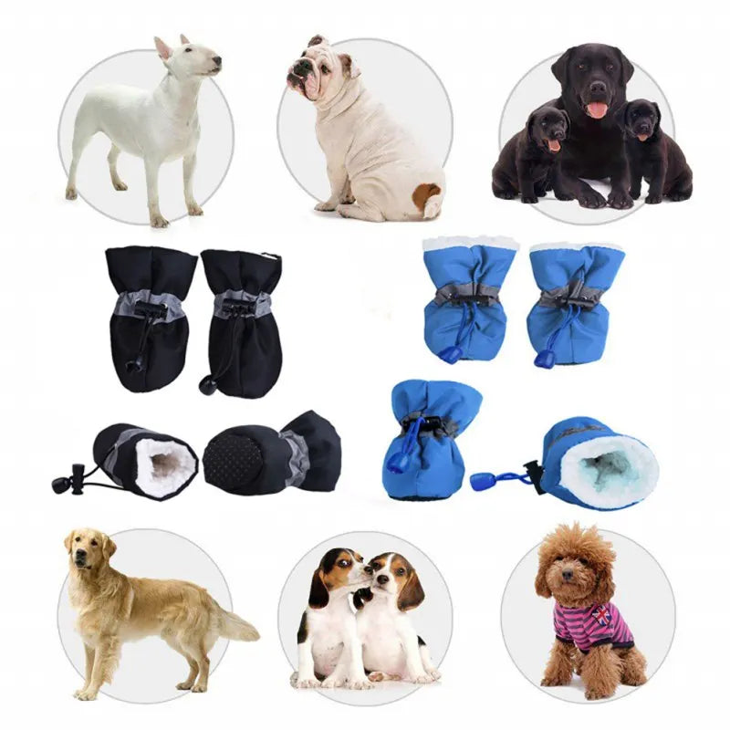 4pcs Waterproof Shoes Antiskid Dog Shoes