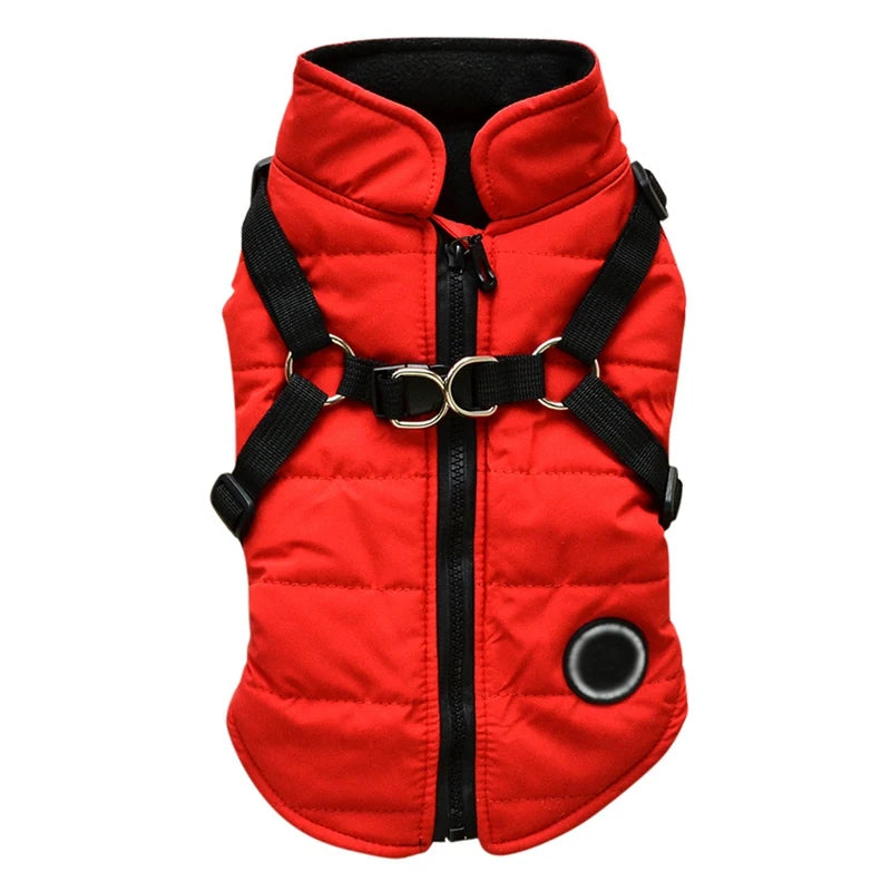 2 In 1 Dog Clothes With Harness Winter Warm Dog Jacket
