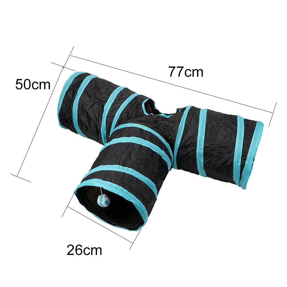Pet Cat Tunnel Kitten Toys 3 Holes Tunnel