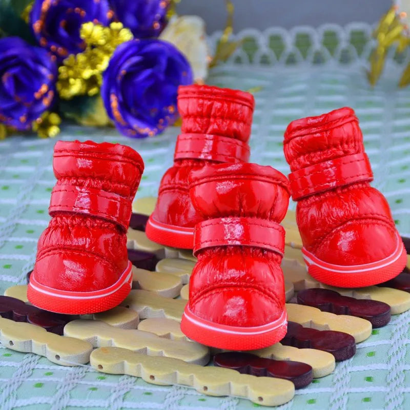 4 Pcs/Sets Winter Dog Shoes Warm Waterproof Snow Boots