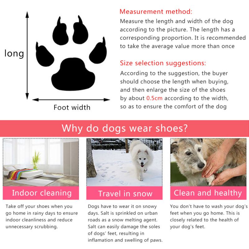 4pcs/set Waterproof Winter Canvas Pet Dog Shoes Anti-slip
