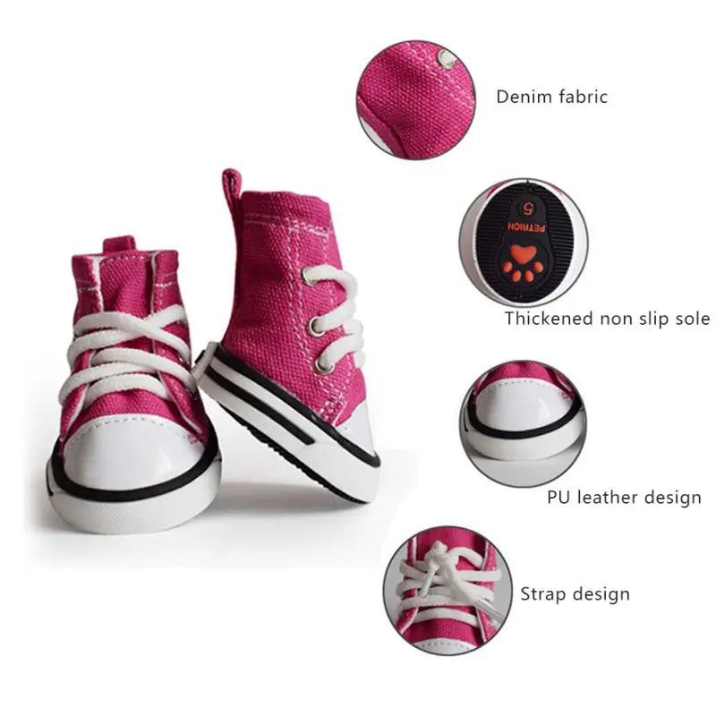 4pcs/set Waterproof Winter Canvas Pet Dog Shoes Anti-slip