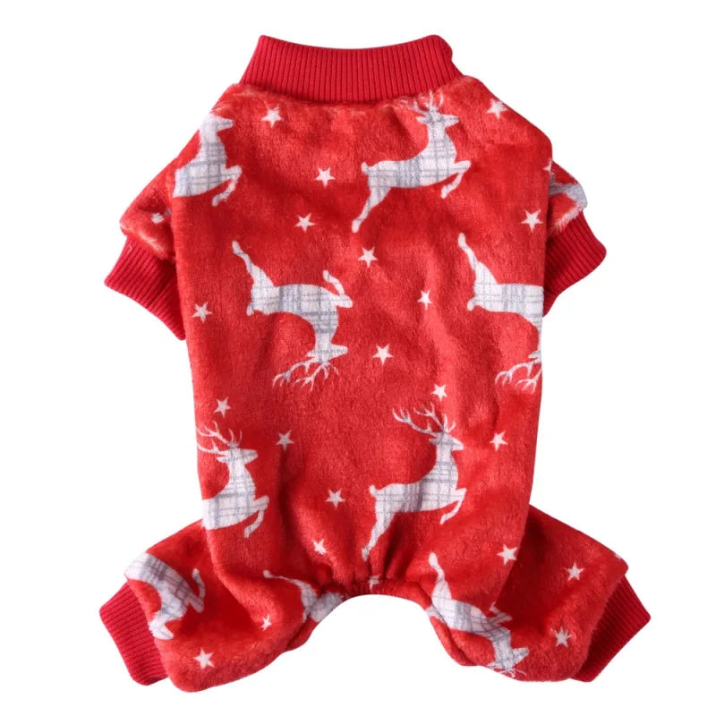Dog Pajamas Winter Clothes Dot Print Warm Jumpsuits Coat