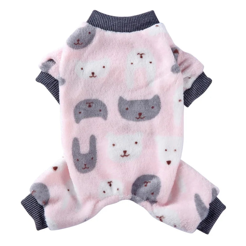 Dog Pajamas Winter Clothes Dot Print Warm Jumpsuits Coat