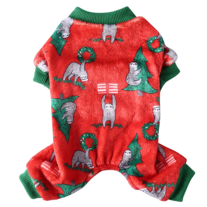 Dog Pajamas Winter Clothes Dot Print Warm Jumpsuits Coat