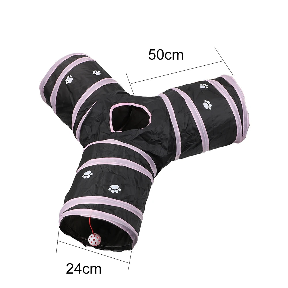 Pet Cat Tunnel Kitten Toys 3 Holes Tunnel