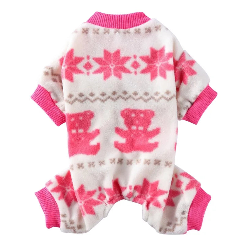 Dog Pajamas Winter Clothes Dot Print Warm Jumpsuits Coat