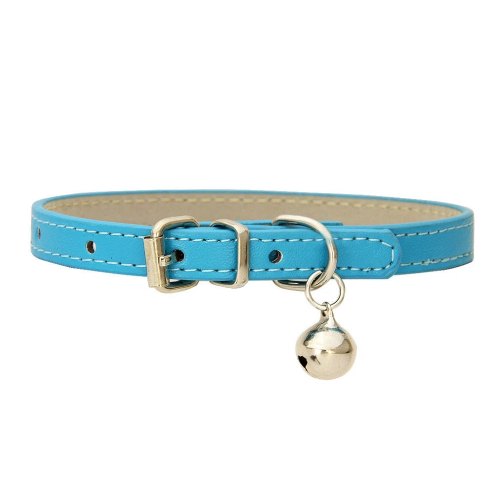 Personalized Cat Collar With Bell Adjustable Leather Necklace