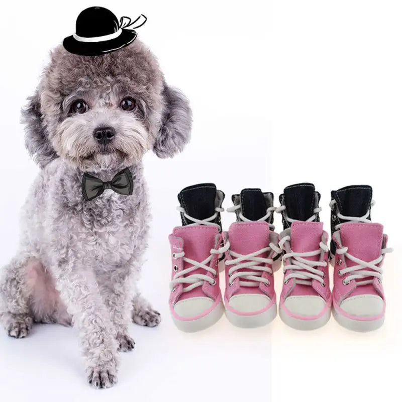 4pcs/set Waterproof Winter Canvas Pet Dog Shoes Anti-slip