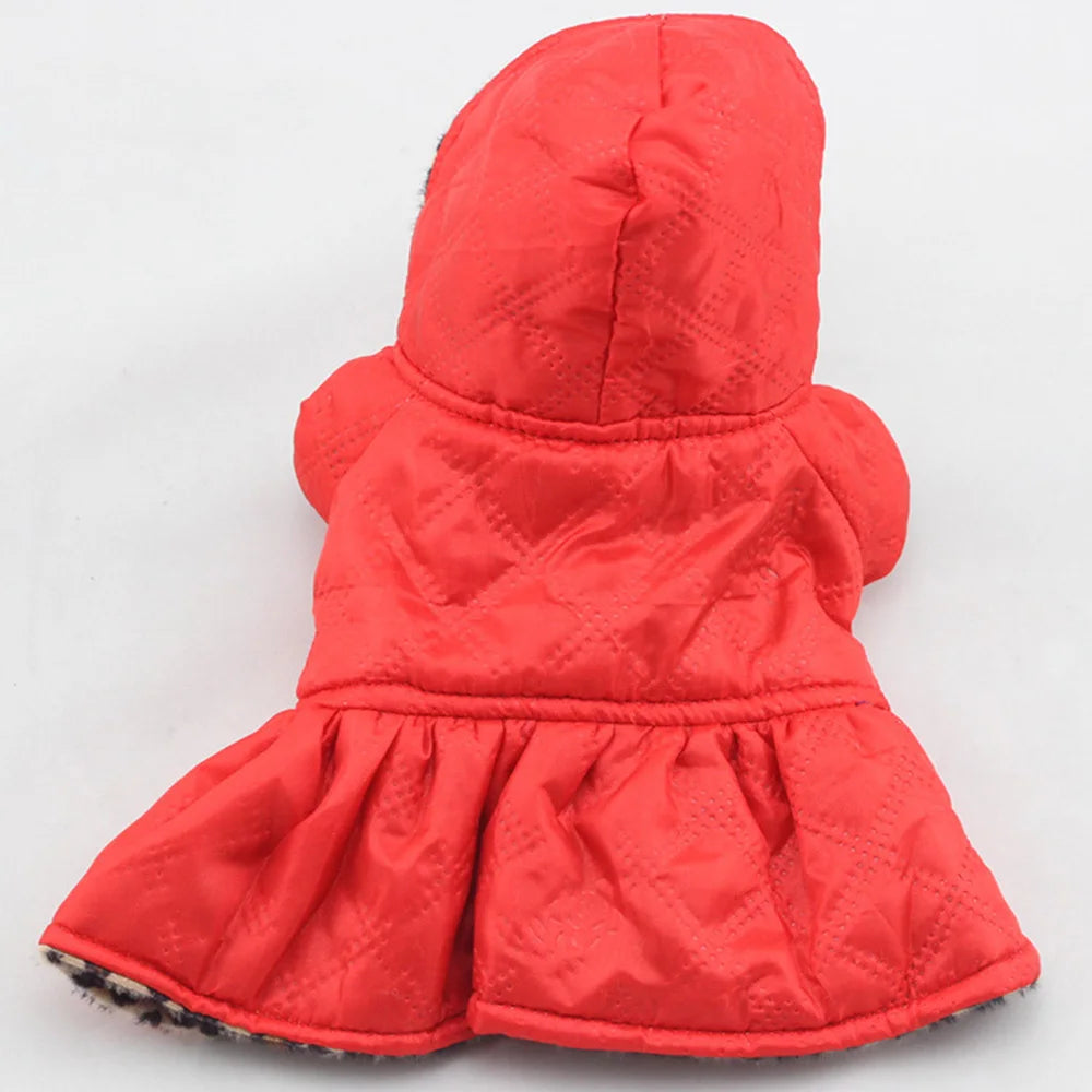 Warm Dog Coats Leopard Pattern Tutu Coat Dress
