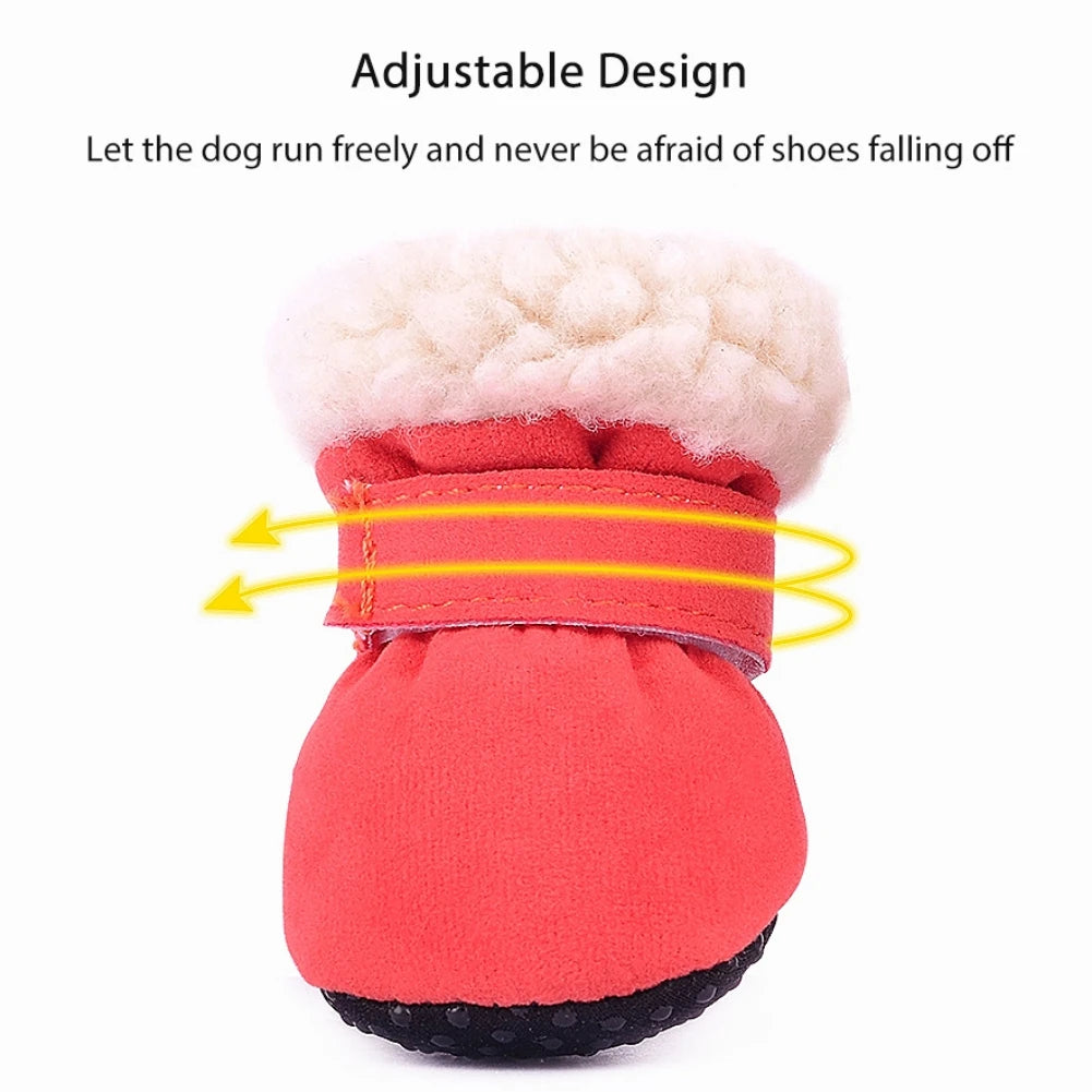 4pcs/set Super Warm Pet Shoes Boots Winter Non-slip