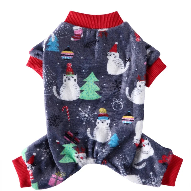 Dog Pajamas Winter Clothes Dot Print Warm Jumpsuits Coat