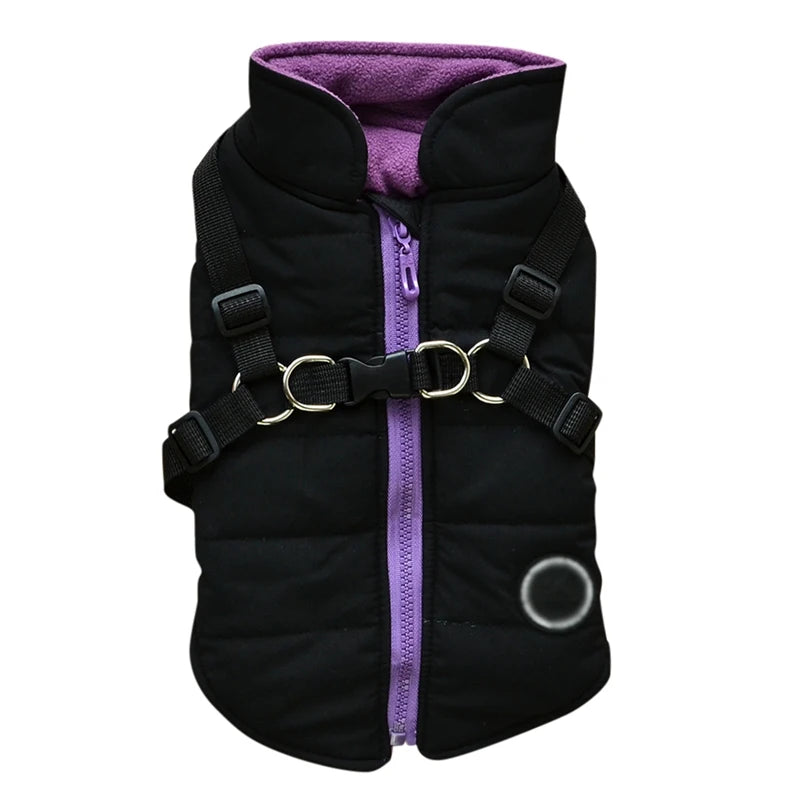 2 In 1 Dog Clothes With Harness Winter Warm Dog Jacket