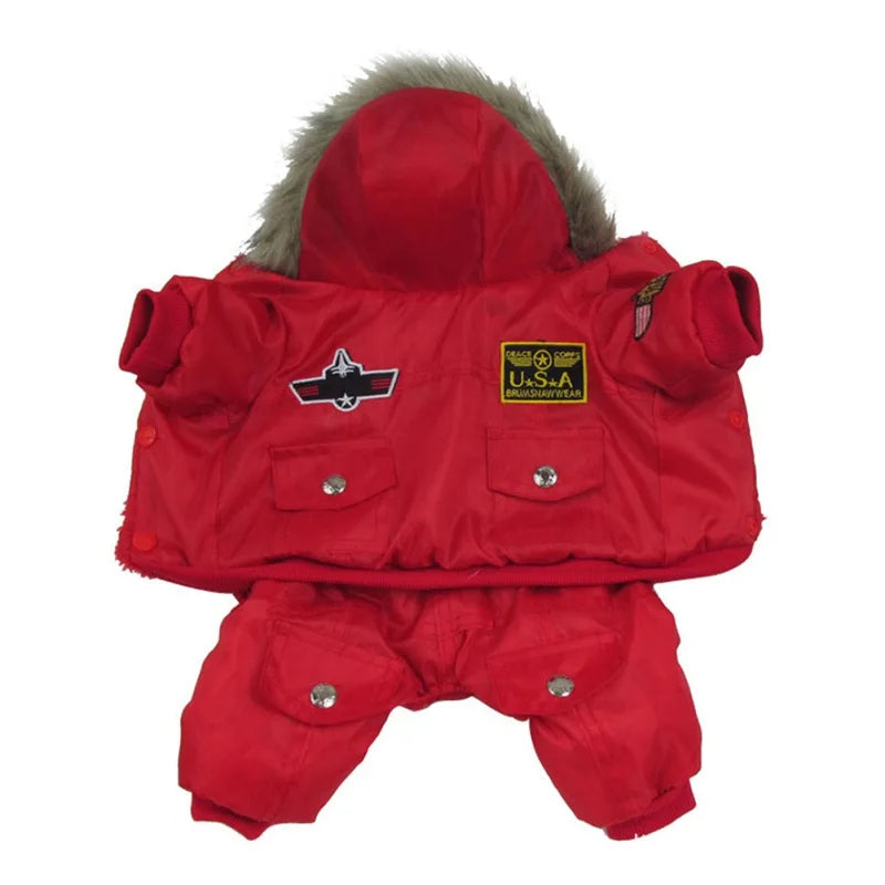 Winter Warm Dog Fleece Coat Pet Hooded Jumpsuit