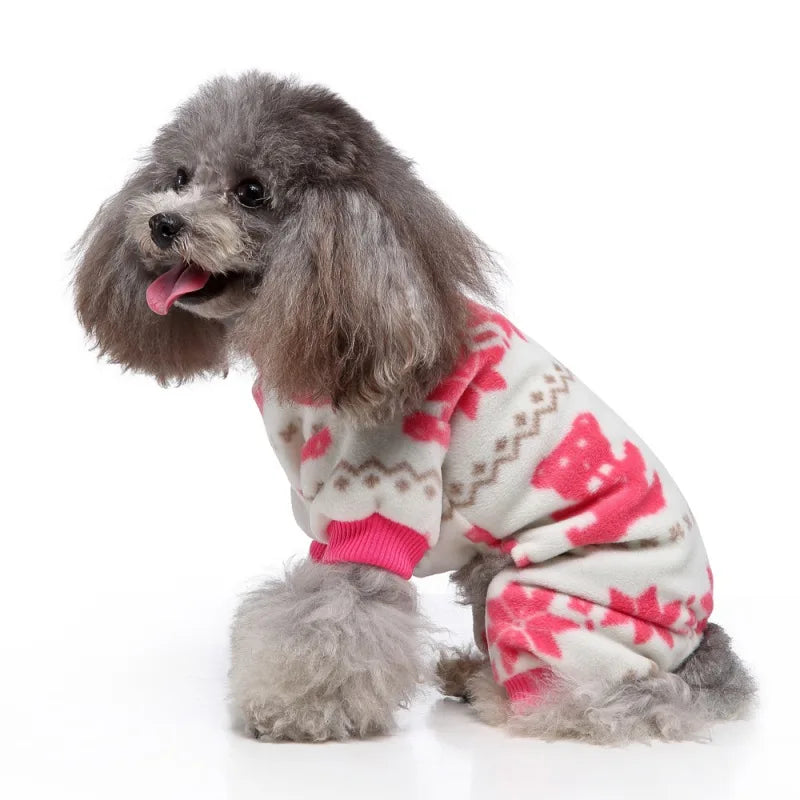 Dog Pajamas Winter Clothes Dot Print Warm Jumpsuits Coat