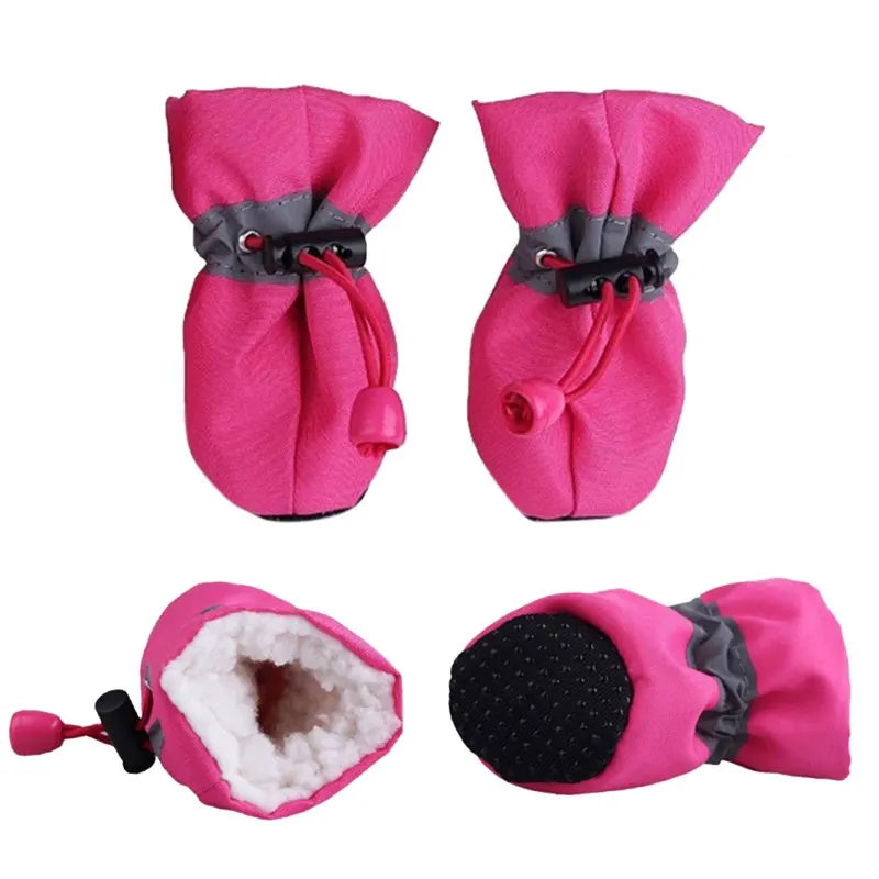 Winter Warm Pet Dog Shoes 4pcs/set Waterproof Antiskid Shoes