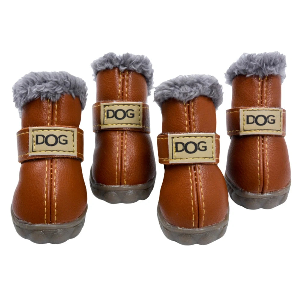 4Pcs/Set Winter Pet Dog Shoes Waterproof Shoes