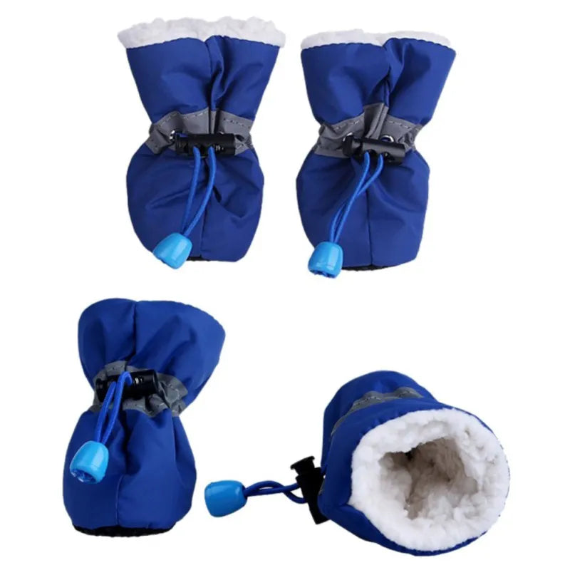 4pcs Waterproof Winter Dog Shoes Anti-slip Rain Snow Boots Footwear