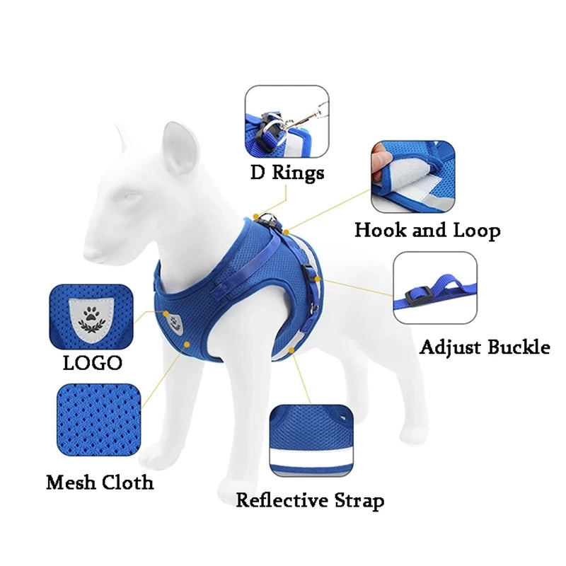 Reflective Harness with Leash Adjustable Pet Harnesses Vest