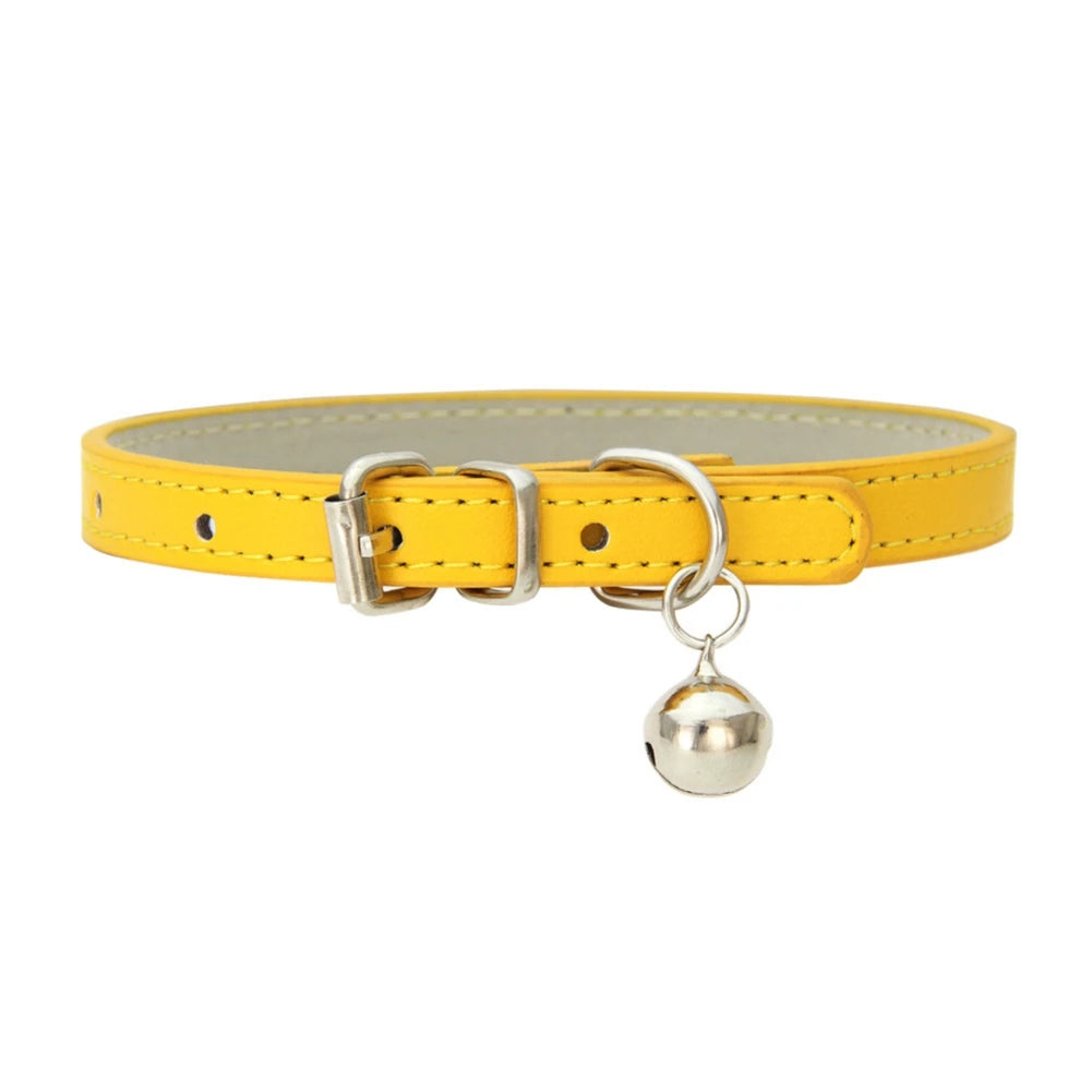 Personalized Cat Collar With Bell Adjustable Leather Necklace