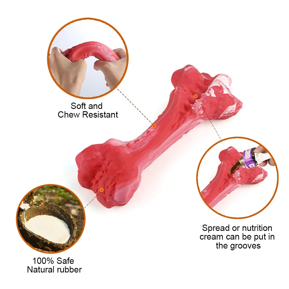 Pet Bone Chew Toy for Chewers with Durable Rubber