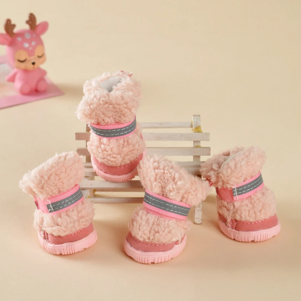 4pcs Waterproof Winter Dog Boots Socks Anti-slip
