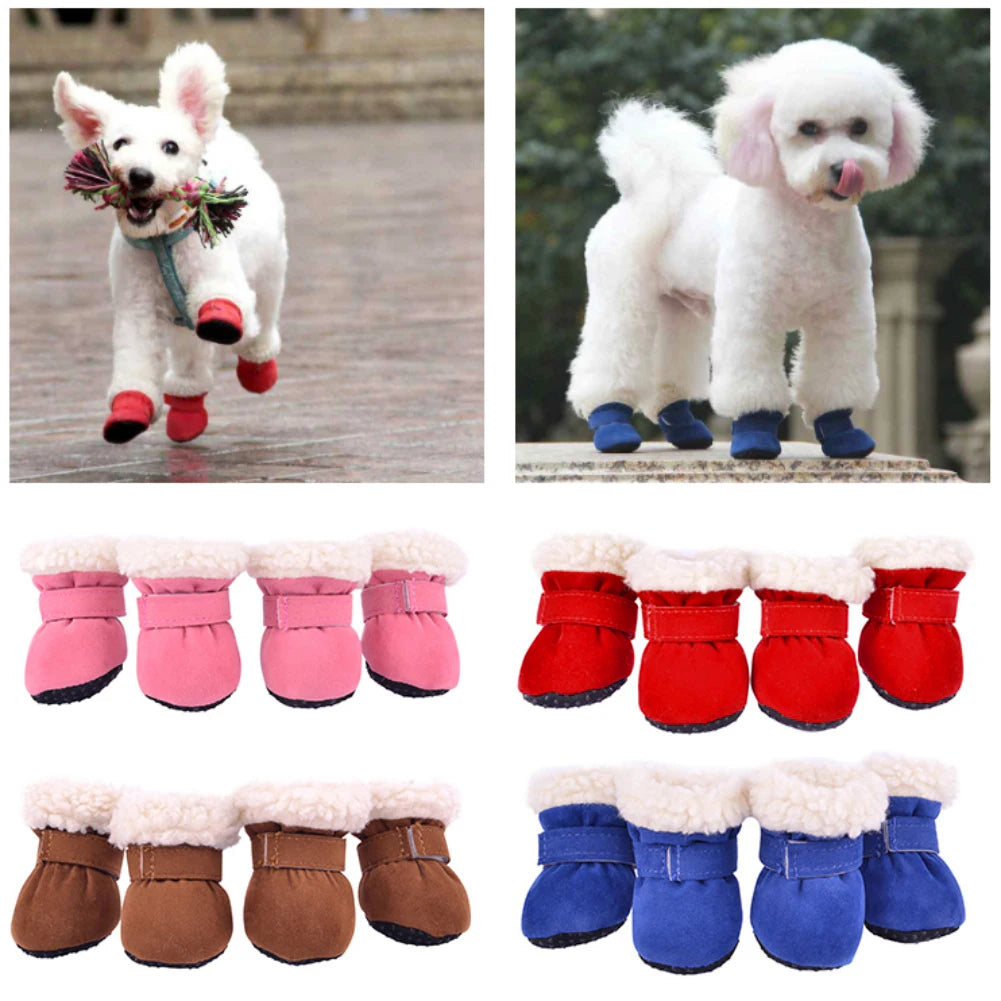4pcs/set Super Warm Pet Shoes Boots Winter Non-slip
