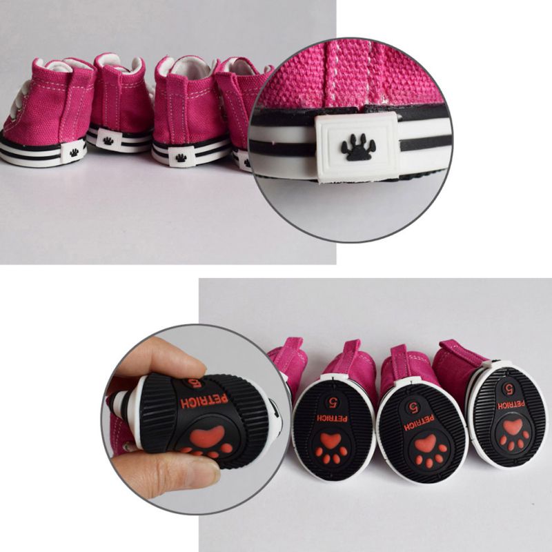 4pcs/set Waterproof Winter Canvas Pet Dog Shoes Anti-slip