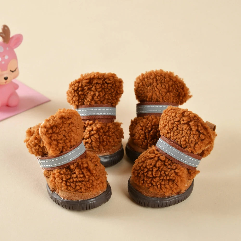 4pcs Waterproof Winter Dog Boots Socks Anti-slip