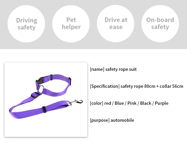 Dog Car Seat Belt Lead Leash Back Seat Safety Belt