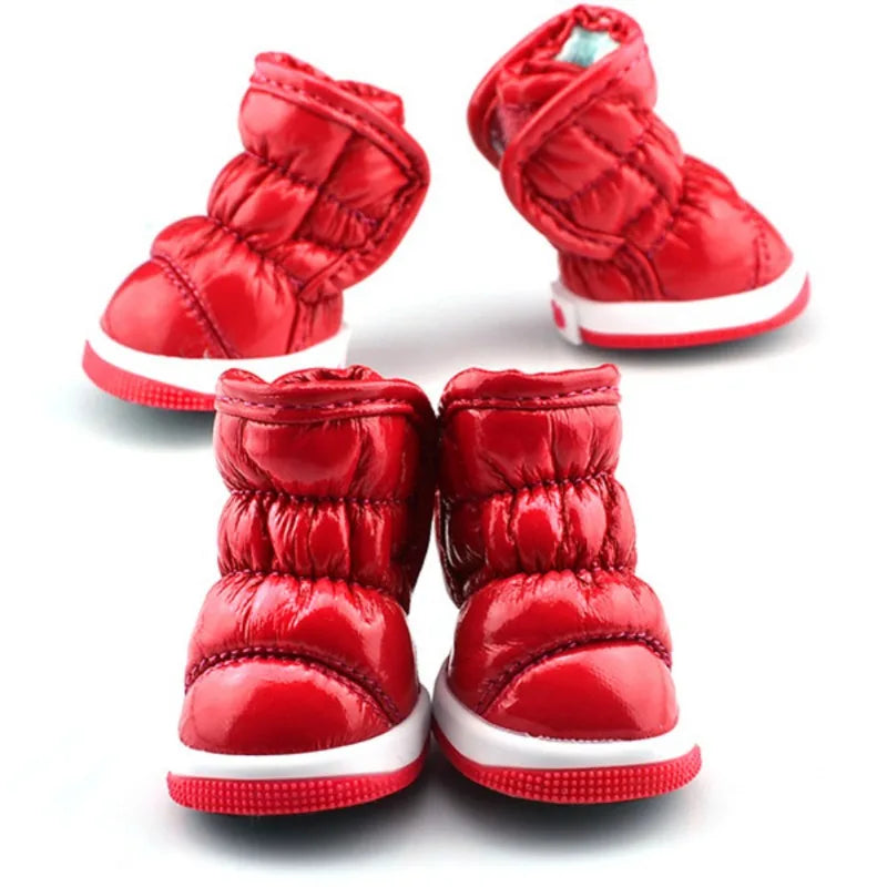 4Pcs/set Winter Dog Shoes For Small Dogs Waterproof Snow Boots