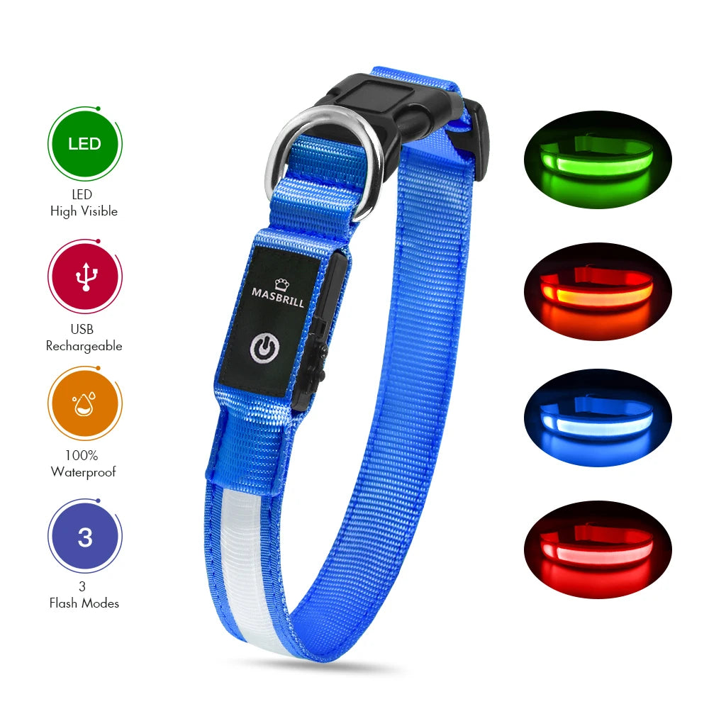 MASBRILL Dog Collar Luminous Pet Collar
