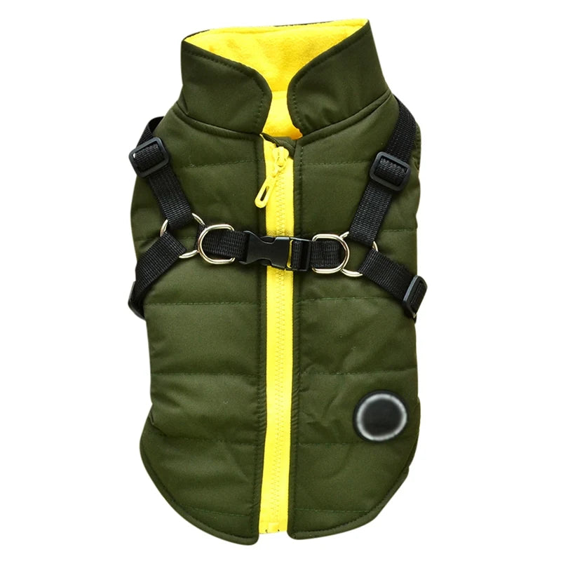 2 In 1 Dog Clothes With Harness Winter Warm Dog Jacket