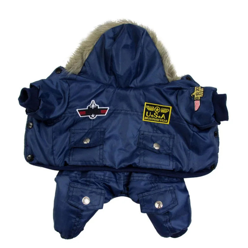 Winter Warm Dog Fleece Coat Pet Hooded Jumpsuit