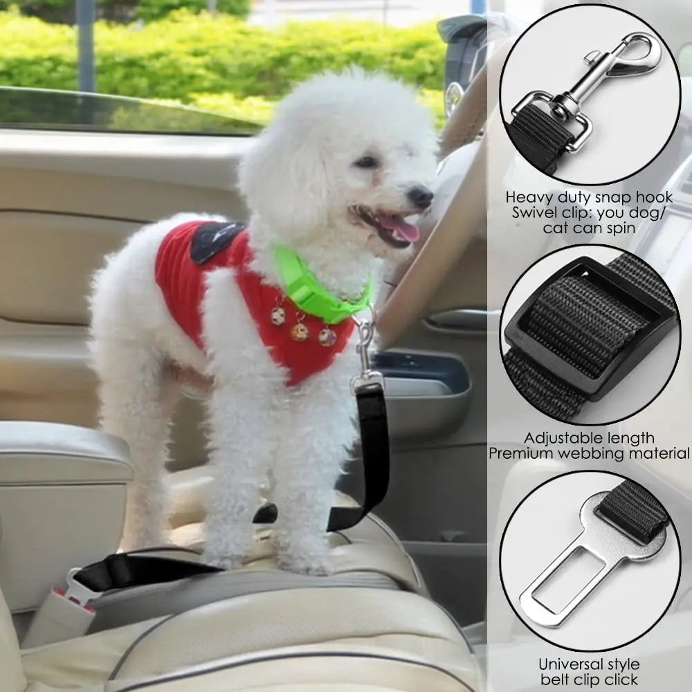 Pet Car Seat Belts Harness Vehicle 1pcs Adjustable Leader Clip
