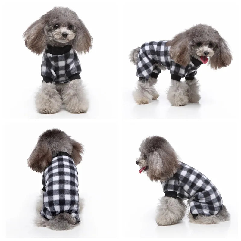 Dog Pajamas Winter Clothes Dot Print Warm Jumpsuits Coat