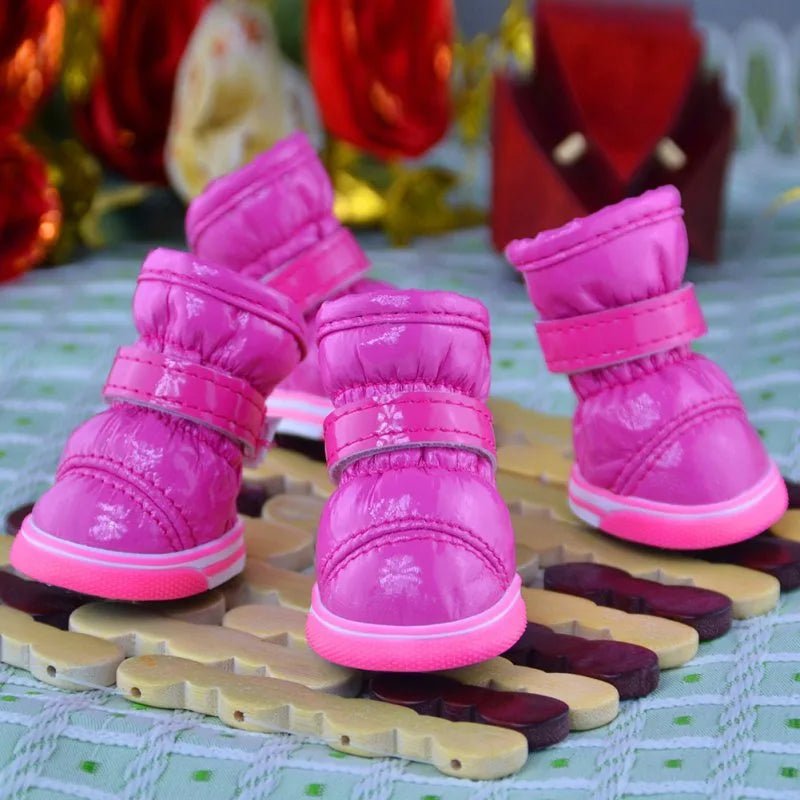 4Pcs/set Winter Dog Shoes For Small Dogs Waterproof Snow Boots