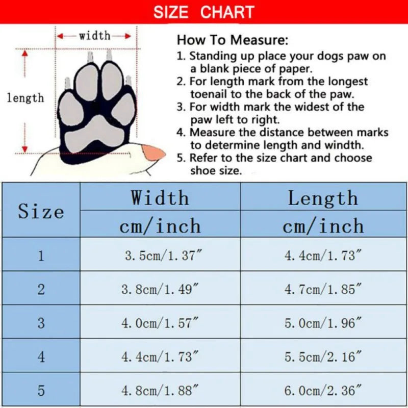 Waterproof Dog Shoes Winter Anti-Slip Booties 4Pcs/Set