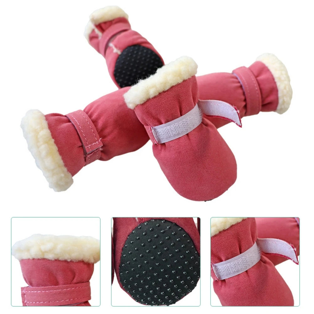 4pcs/set Super Warm Pet Shoes Boots Winter Non-slip