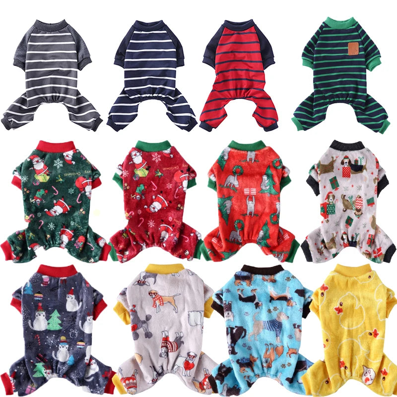 Dog Pajamas Winter Clothes Dot Print Warm Jumpsuits Coat