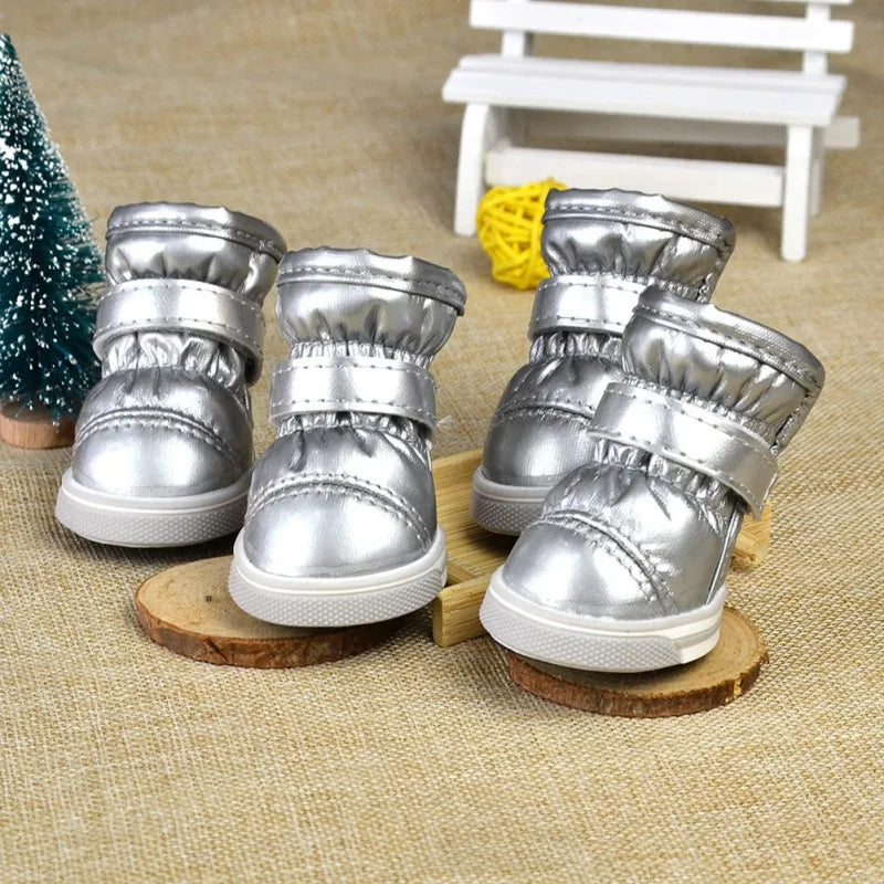 4 Pcs/Sets Winter Dog Shoes Warm Waterproof Snow Boots
