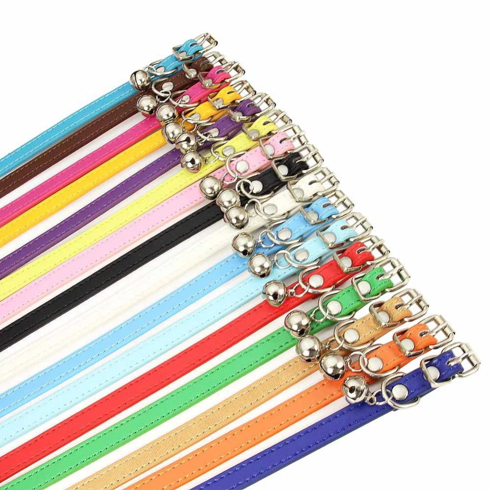 Personalized Cat Collar With Bell Adjustable Leather Necklace