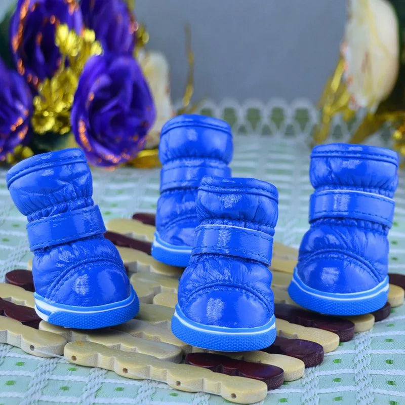 4Pcs/set Winter Dog Shoes For Small Dogs Waterproof Snow Boots