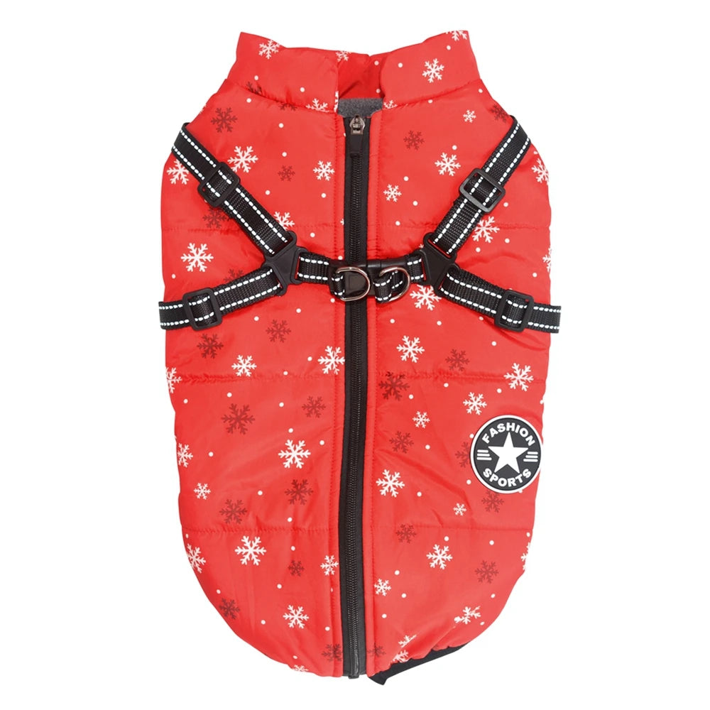 Winter Pet Dog Jacket With Harness Warm Dog Clothes