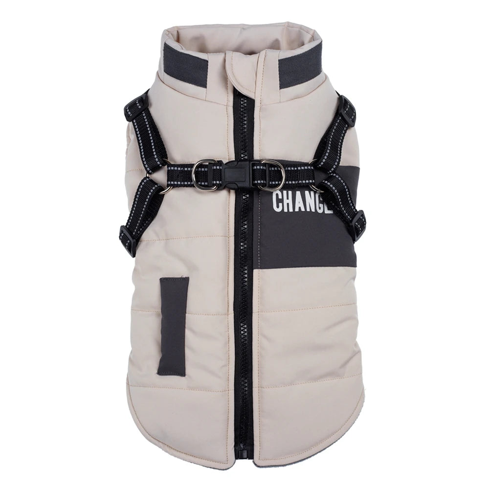 Pet Jacket With Harness Winter Dog Clothes