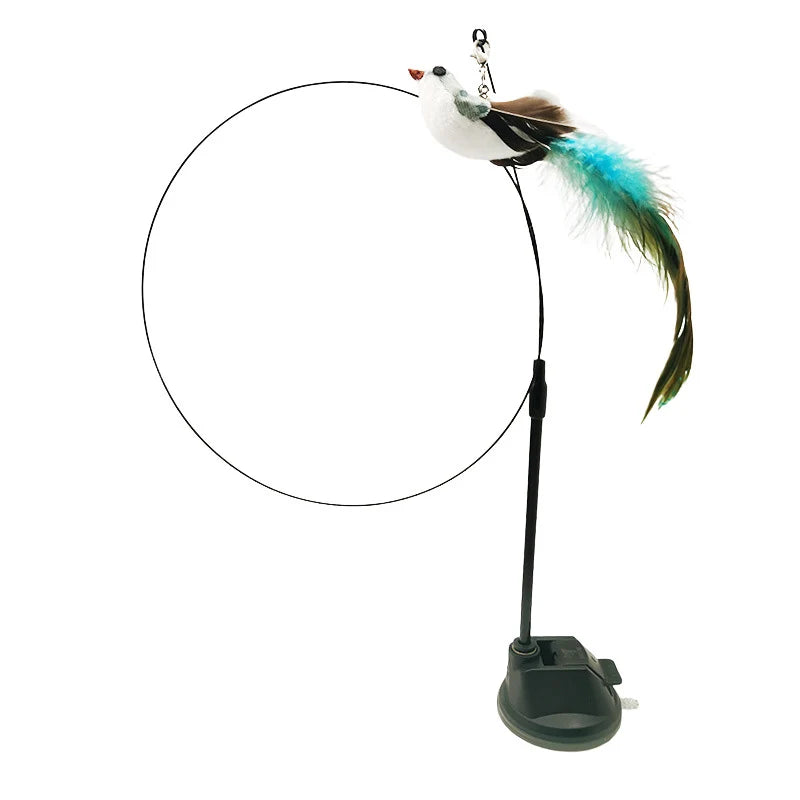 Interactive Cat Toy Simulation Feather Bird with Suction Cup