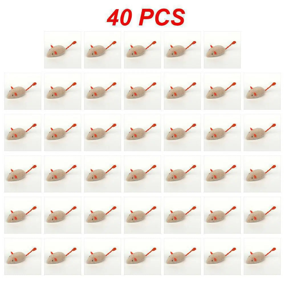 1~40PCS Pet Toy Catnip Mice Plush Mouse Cat Toy