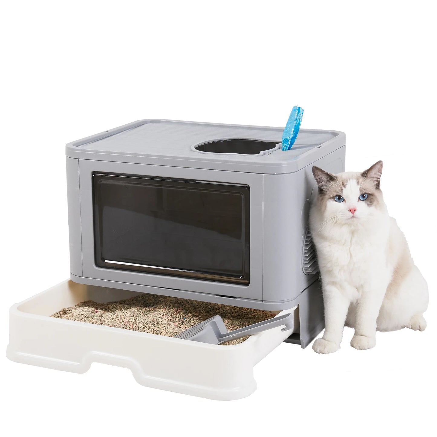 Foldable Cat Litter Box Front Entry & Top Exit Boxes