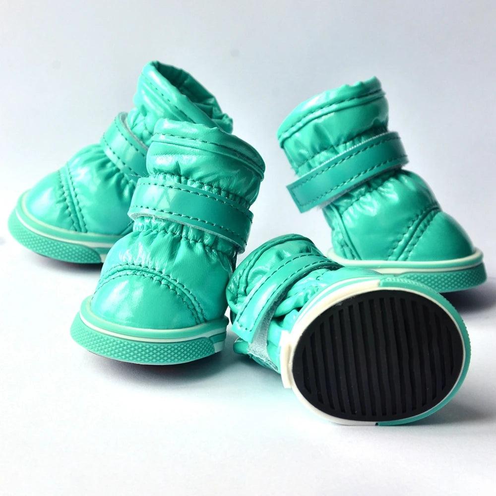 4 Pcs/Set Warm Dog Snow Boots Waterproof Anti-Slip Shoes